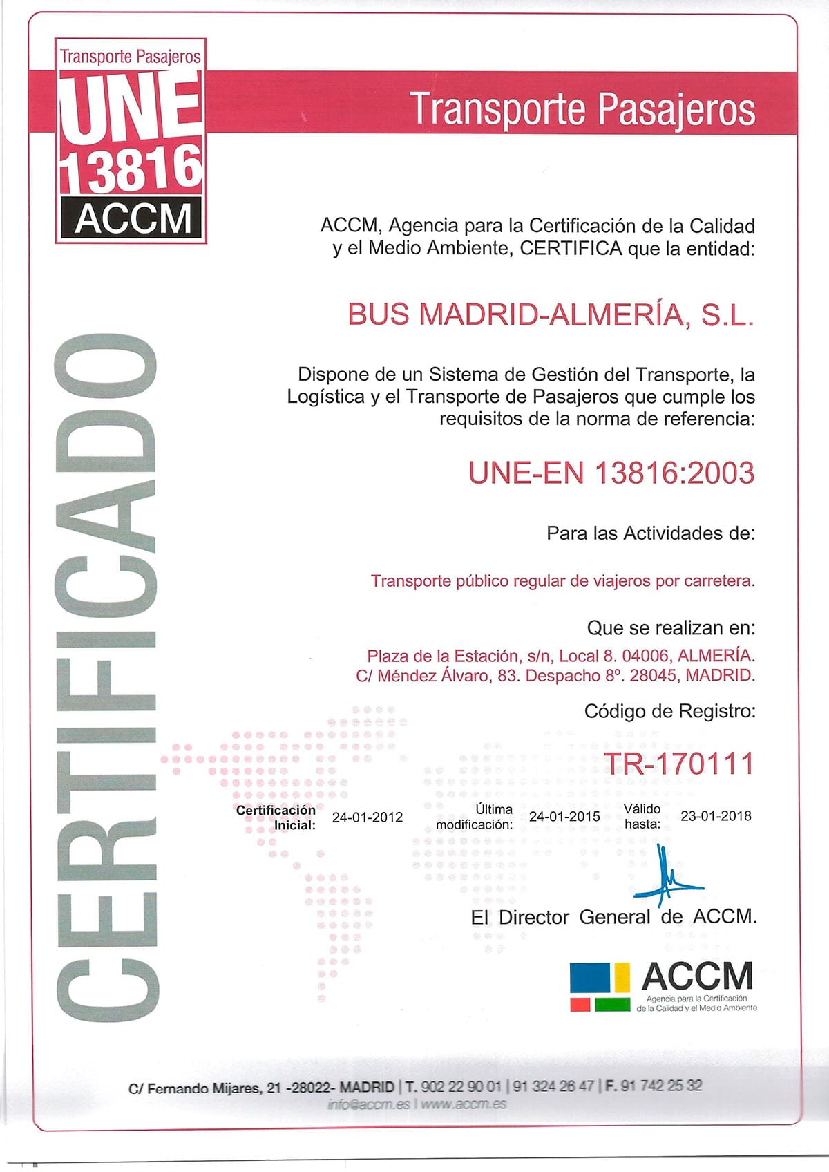 certificacion UNE EN 13816 une13816
