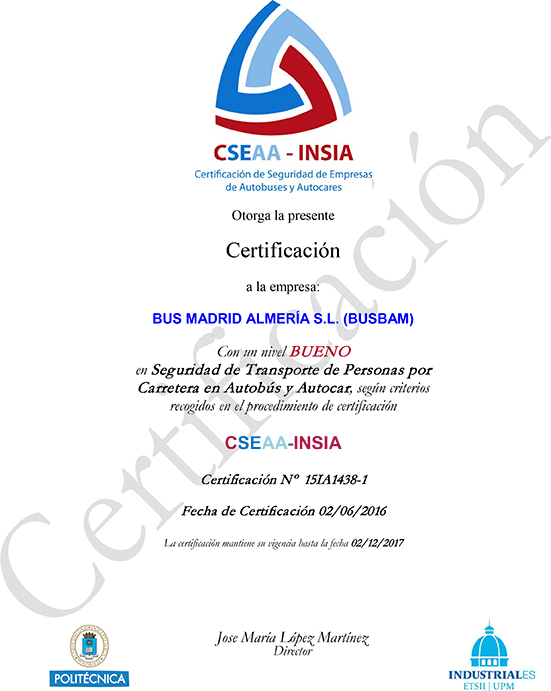 CERTIFICACIÓN CSEAA-INSIA CERTIFICACIÓN CSEAA-INSIA